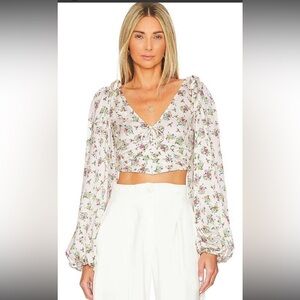 NWT For Love & Lemons Tanya Floral Barn crop Top Blouse Size Small $146 Revolve